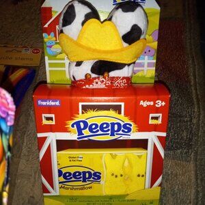 2025 Peeps EASTER BUNNY 5" COW Farm House Plush & Marshmallow PEEPS Gift Set